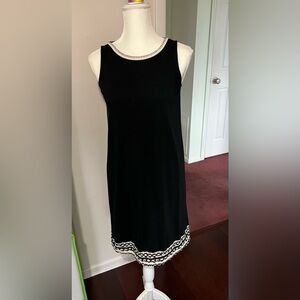 JJill Black Sleeveless Sheath Dress with crocheted trim